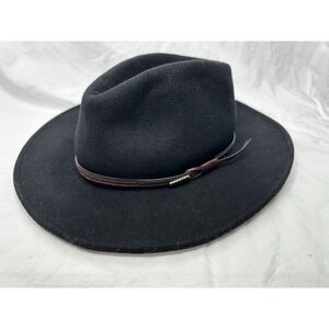 Stetson Bozeman Outdoor Hat Crushable Cowboy Western 100% Wool Sz L USA Black